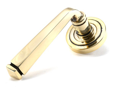 Aged Brass Avon Round Lever on Rose Set (Sprung)