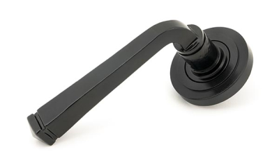 Black Avon Round Lever on Rose Set (Sprung)