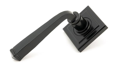 Black Avon Round Lever on Rose Set (Sprung)