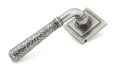 Pewter Patina Hammered Newbury Lever on Rose Set (Sprung)