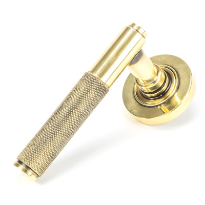 Aged Brass Brompton Lever on Rose Set (Sprung)