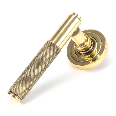Aged Brass Brompton Lever on Rose Set (Sprung)