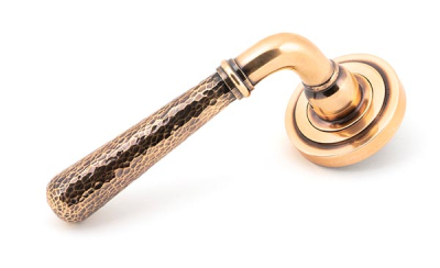 Polished Bronze Hammered Newbury Lever on Rose Set (Sprung)