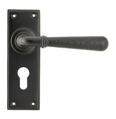 Aged Bronze Hammered Newbury Lever Euro Lock Set