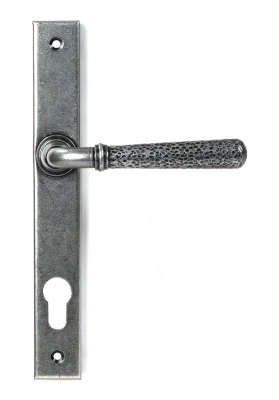 Pewter Patina Hammered Newbury Slimline Espag. Lock Set
