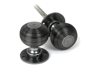 Pewter Patina Heavy Beehive Mortice/Rim Knob Set