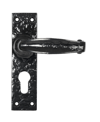 Black Classic Lever Euro Lock Set