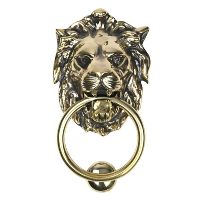 Aged Brass Lion Head Door Knocker