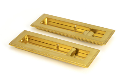 Polished Brass Art Deco Rectangular Pull - Privacy Set