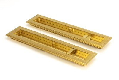 Polished Brass Art Deco Rectangular Pull - Privacy Set