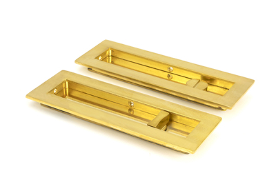 Polished Brass Plain Rectangular Pull - Privacy Set