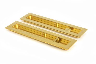 Polished Brass Plain Rectangular Pull - Privacy Set