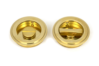 Polished Brass Art Deco Round Pull - Privacy Set
