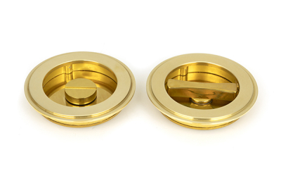 Polished Brass Art Deco Round Pull - Privacy Set