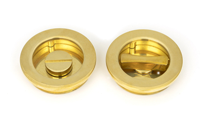 Polished Brass Plain Round Pull - Privacy Set