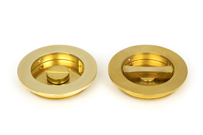 Polished Brass Plain Round Pull - Privacy Set