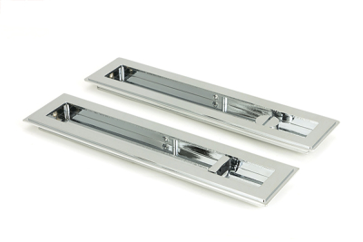 Polished Chrome Art Deco Rectangular Pull - Privacy Set