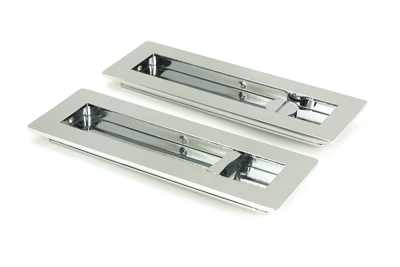 Polished Chrome Plain Rectangular Pull - Privacy Set