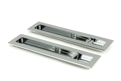 Polished Chrome Plain Rectangular Pull - Privacy Set