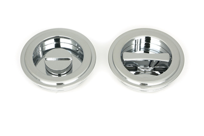 Polished Chrome Art Deco Round Pull - Privacy Set