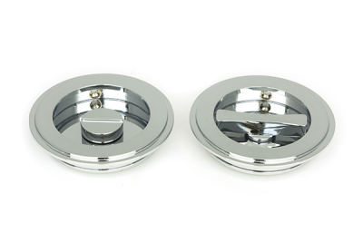 Polished Chrome Art Deco Round Pull - Privacy Set