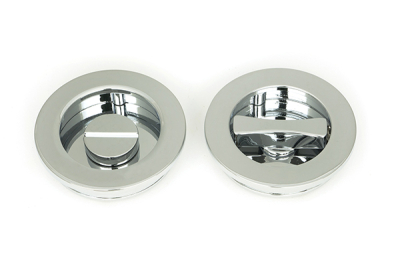 Polished Chrome Plain Round Pull - Privacy Set