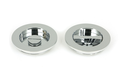 Polished Chrome Plain Round Pull - Privacy Set