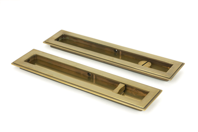 Aged Brass Art Deco Rectangular Pull - Privacy Set