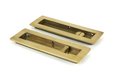 Aged Brass Plain Rectangular Pull - Privacy Set