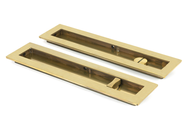Aged Brass Plain Rectangular Pull - Privacy Set