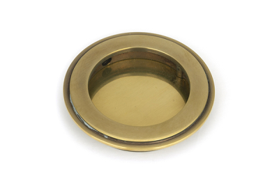 Aged Brass Art Deco Round Pull