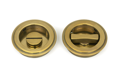 Aged Brass Art Deco Round Pull - Privacy Set