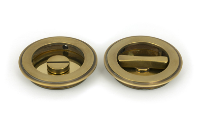 Aged Brass Art Deco Round Pull - Privacy Set