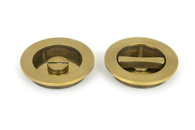 Aged Brass Plain Round Pull - Privacy Set