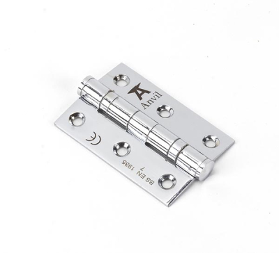 Polished Chrome Ball Bearing Butt Hinge (pair) SS