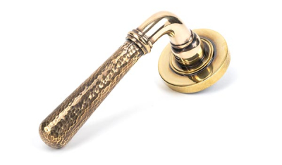 Aged Brass Hammered Newbury Lever on Rose Set (Unsprung)