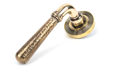 Aged Brass Hammered Newbury Lever on Rose Set (Unsprung)