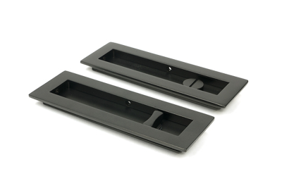 Aged Bronze Plain Rectangular Pull - Privacy Set