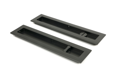 Aged Bronze Plain Rectangular Pull - Privacy Set