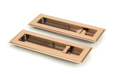 Polished Bronze Art Deco Rectangular Pull - Privacy Set