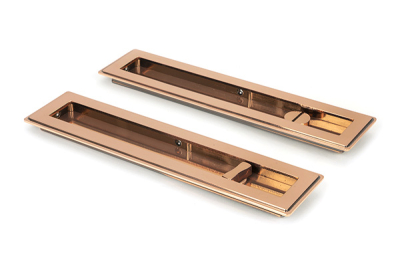 Polished Bronze Art Deco Rectangular Pull - Privacy Set