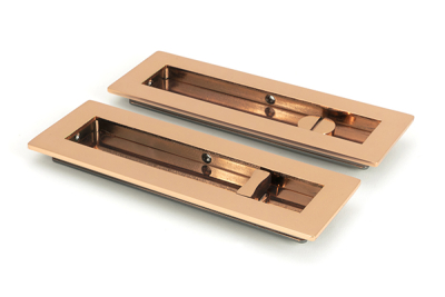 Polished Bronze Plain Rectangular Pull - Privacy Set