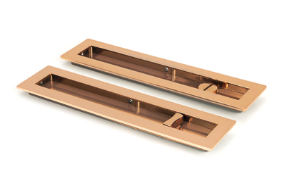 Polished Bronze Plain Rectangular Pull - Privacy Set