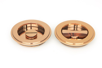 Polished Bronze Art Deco Round Pull - Privacy Set