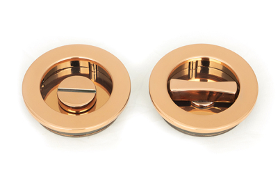 Polished Bronze Plain Round Pull - Privacy Set