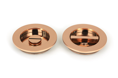 Polished Bronze Plain Round Pull - Privacy Set