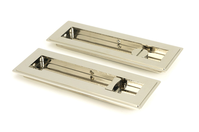 Polished Nickel Art Deco Rectangular Pull - Privacy Set