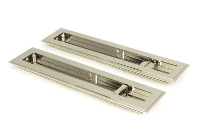 Polished Nickel Art Deco Rectangular Pull - Privacy Set