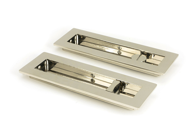 Polished Nickel Plain Rectangular Pull - Privacy Set