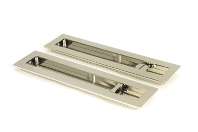 Polished Nickel Plain Rectangular Pull - Privacy Set